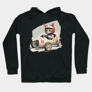 cat in a racing a soap box go kart Hoodie